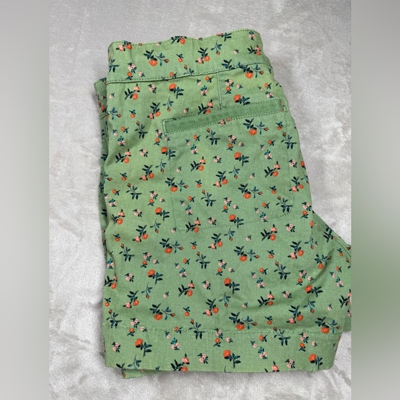 Anthropologie X Sanctuary Green Pink Red Floral Rose Cotton Blend Shorts 32 - Picture 13 of 16